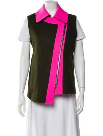 Pre-owned Bouchra Jarrar Wool Colorblock Pattern Vest In Pink