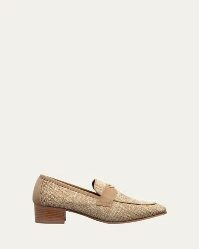 Bougeotte 35mm Raffia Block-heel Loafers In Multi
