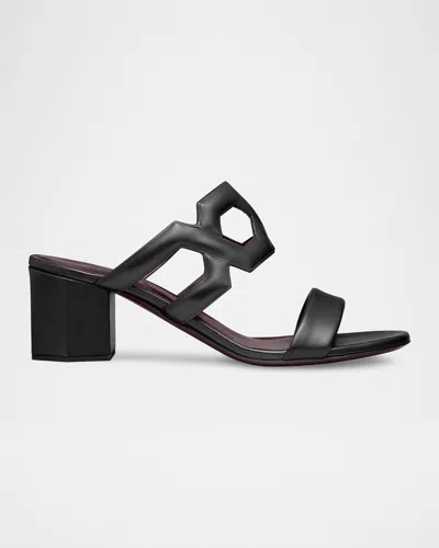 Bougeotte 55mm Leather Link Block-heel Sandals In Black