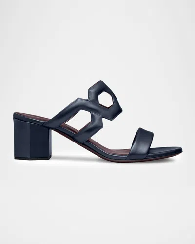 Bougeotte 55mm Leather Link Block-heel Sandals In Blue