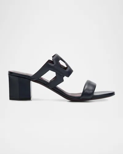 Bougeotte 55mm Leather Link Block-heel Sandals In Blue