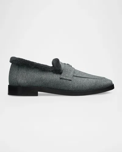 Bougeotte Aspen Flannel Shearling-lined Loafers In Multi