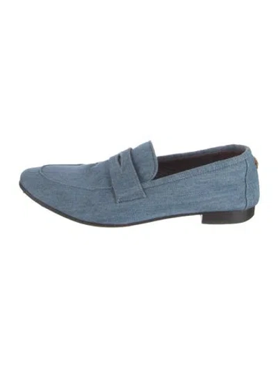 Pre-owned Bougeotte Bee Accent Denim Loafers In Blue