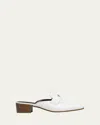 Bougeotte Blanc Leather Heeled Loafer Mules In White Banc