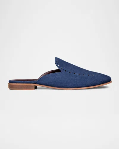 Bougeotte Chausson Suede Loafer Mules In Blue