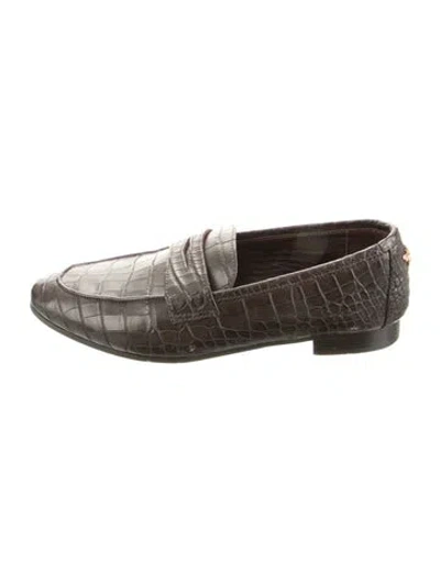 Pre-owned Bougeotte Crocodile Loafers In Brown