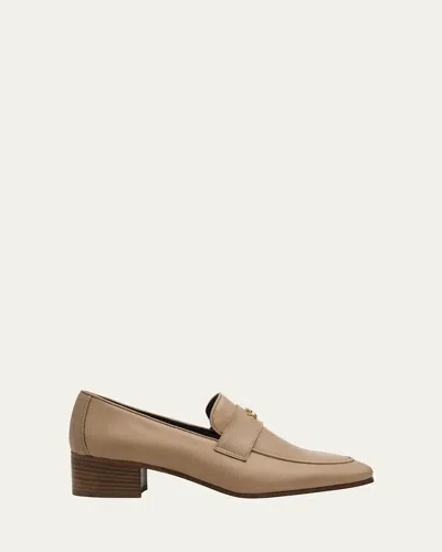 Bougeotte Cuban Block-heel Leather Loafers In Beige Beauty