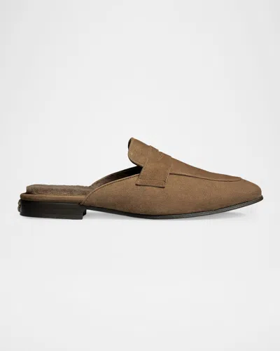 Bougeotte Fandango Suede Shearling-lined Loafer Mules