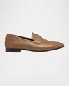 Bougeotte Flaneur Leather Penny Loafers In Beige Naturel