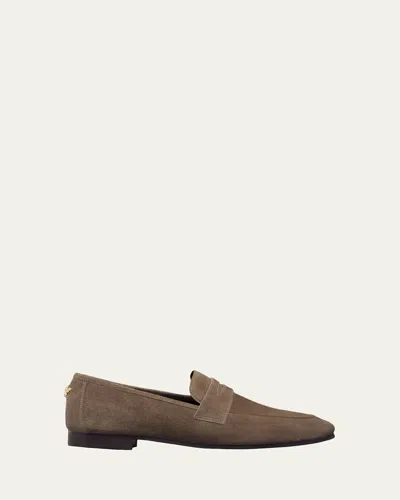 Bougeotte Flaneur Suede Penny Loafers In Brown