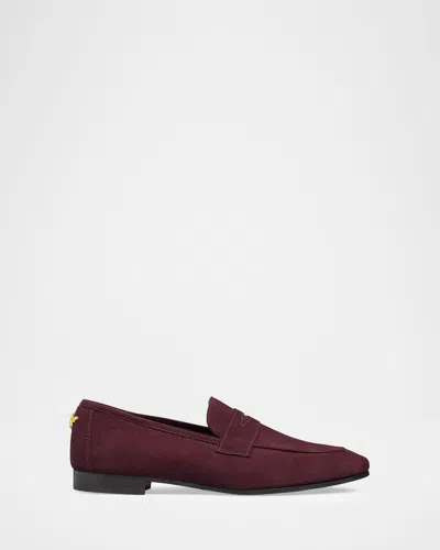 Bougeotte Flaneur Suede Penny Loafers In Purple