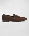 Bougeotte Flaneur Suede Penny Loafers In Coffee