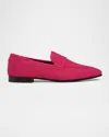 Bougeotte Flaneur Suede Penny Loafers In Fuchsia