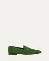 Bougeotte Flaneur Suede Penny Loafers In Green
