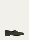 Bougeotte Flaneur Suede Penny Loafers In Olive