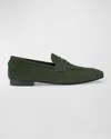 Bougeotte Flaneur Suede Penny Loafers In Olive