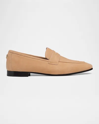 Bougeotte Flaneur Suede Penny Loafers In Warm Beige