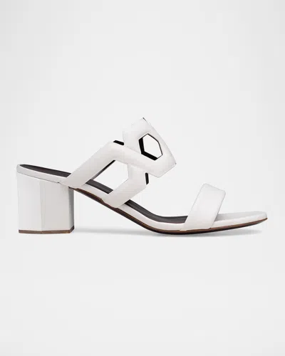 Bougeotte Leather Block-heel Slide Sandals In White