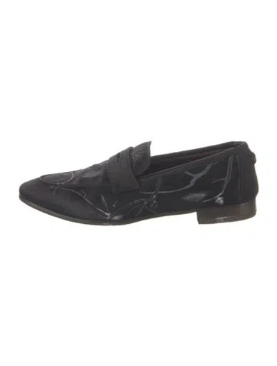 Pre-owned Bougeotte Leather Floral Print Loafers In Blue