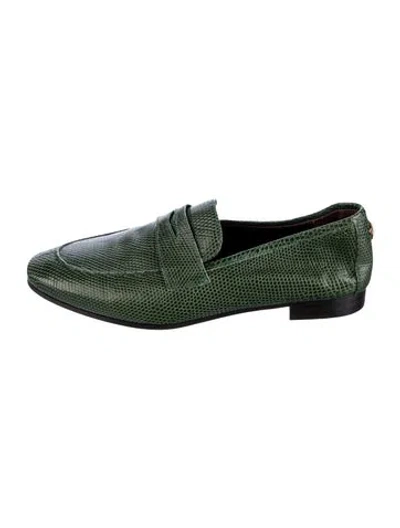 Pre-owned Bougeotte Leather Loafers In Green
