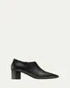 Bougeotte Leather Low Heeled Hexagon Booties In Black
