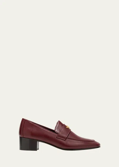 Bougeotte Leather Medallion Heeled Loafers In Red