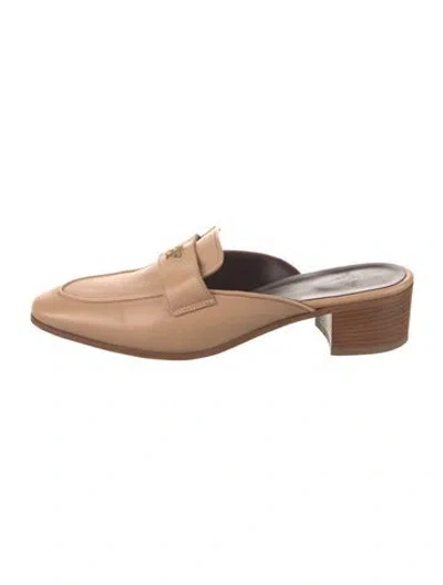 Pre-owned Bougeotte Leather Mules In Neutral
