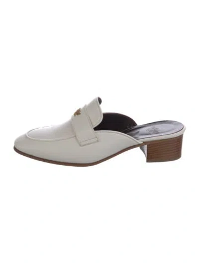Pre-owned Bougeotte Leather Mules In White