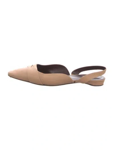 Pre-owned Bougeotte Leather Slingback Flats In Brown