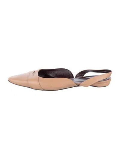 Pre-owned Bougeotte Leather Slingback Flats In Brown