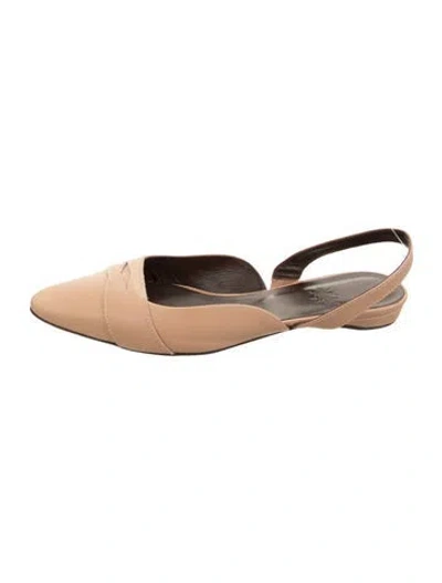 Pre-owned Bougeotte Leather Slingback Flats In Brown