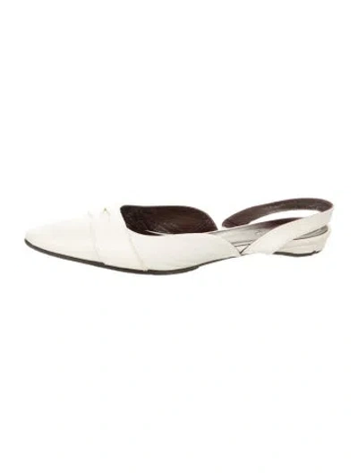 Pre-owned Bougeotte Leather Slingback Flats In Neutral