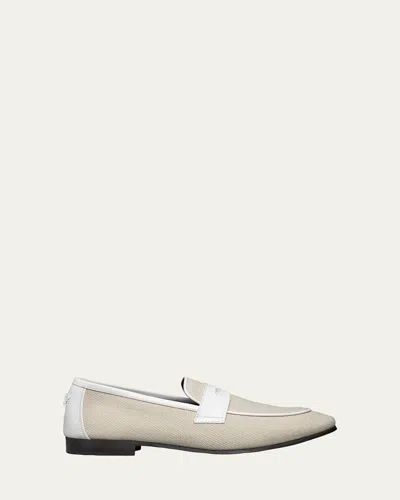 Bougeotte Linen And Leather Loafers In Multi