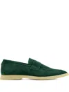 Bougeotte Loch Penny Suede Loafers In Green
