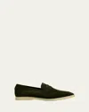 Bougeotte Loisir Gomme Suede Penny Loafers In Green