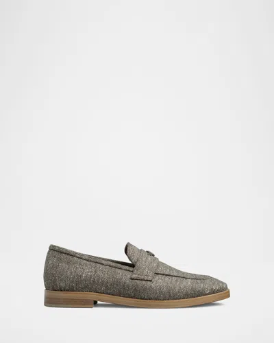 Bougeotte London Smog Wool Penny Loafers In Gray