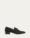 Bougeotte Lurex Tweed Heeled Flaneur Loafers In Black