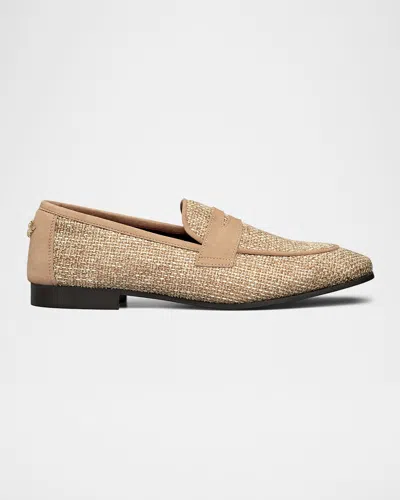 Bougeotte Melange Mix And Suede Flaneur Penny Loafers In Neutral