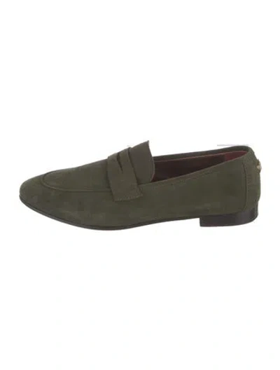 Pre-owned Bougeotte Signature Logo Suede Loafers In Green