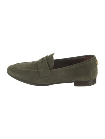 Pre-owned Bougeotte Signature Logo Suede Loafers In Green