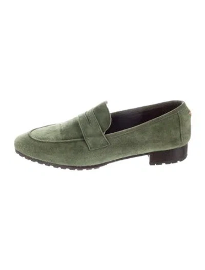 Pre-owned Bougeotte Signature Logo Suede Loafers In Green
