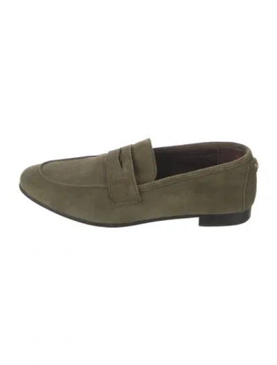 Pre-owned Bougeotte Signature Logo Suede Loafers In Green