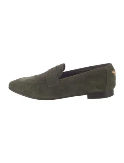 Pre-owned Bougeotte Signature Logo Suede Loafers In Green