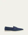Bougeotte Sporty Suede Penny Loafers In Blue