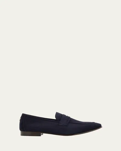 Bougeotte Suede Flaneur Penny Loafers In Blue