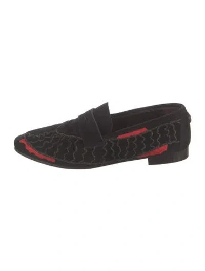 Pre-owned Bougeotte Suede Graphic Print Loafers In Black