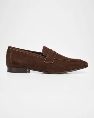 Bougeotte Suede Penny Loafers In Brown