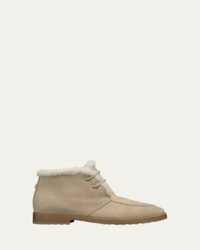 Bougeotte Suede Shearling-lined Ankle Boots In Black
