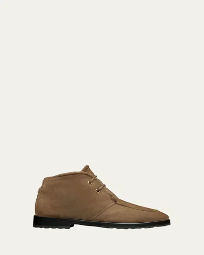 Bougeotte Suede Shearling-lined Ankle Boots In Multi