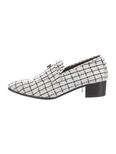 Pre-owned Bougeotte Tweed Plaid Print Pumps In Multi